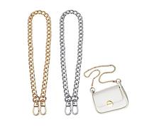 Srup 2 Piezas Cadena para Bolsos de Crochet, Metal Dorado Cadena para Bolso120 Cm, Cadena Bolso Plata y Cadena Bolso Dorada