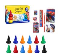 SRV Hub 5 piezas de papelería escolar de Spiderman y 12 ceras gruesas, cuaderno A5, lápiz, borrador, regla y sacapuntas, juego de regalo de arte y escritura de superhéroes para niños, regalo de