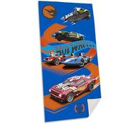 SRV Hub Hot Wheels - Toalla de algodón para niños, 140 x 70 cm, toalla de playa y baño súper suave y de secado rápido, diseño de carreras de coches para niños, ligera, apta para viajes, lavable a