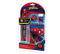 Juego de 5 piezas de papelería escolar de Spiderman para niños, cuaderno A5, borrador, lápiz, regla, sacapuntas, regalos de Marvel para niños de más de 3 años