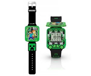 SRV Hub Minecraft - Reloj digital educativo - Reloj inteligente LED para niños con 5 divertidos juegos de aprendizaje, temporizador, alarma, cronómetro, 10 caras de reloj, correa de silicona azul - A