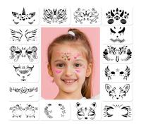 Srvauyea 16 Piezas Plantillas de Pintura Facial, Plantilla Pinturas Cara para Niños, Plantillas Pintacaras Infantil, Plantilla de Tatuaje Reutilizables para Fiestas Maquillaje Carnaval