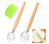 Srvauyea 3 Piezas Batidor de Masa, Batidor de Masa Herramienta, Atidora Danesa de Masa Manual, Amasadora Danesa, Atidora Manual Danés con Raspador de Harina para Bricolaje Cocina Hacer Pasteles Pan