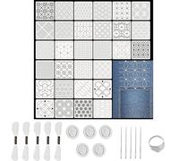 Srvauyea Kit de 46 plantillas de plástico Sashiko, patrón de plantilla de 10 x 10 cm, bordado geométrico con dedal Sashiko y agujas, plantilla de línea de dibujo de hilo,para costura.