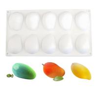 Srvauyea Molde Mango Silicona, 10 Agujeros Molde de Silicona con Forma de Mango, 3D Molde Silicona Postre para Pasteles, Cupcake, Chocolate, Gelee, Mousse