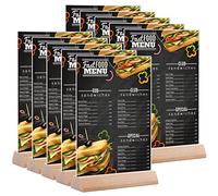 Srvnpioy Paquete de 10 Soportes de Mesa de Acrílico A5 para carteles, Soportes de Menú de Madera A5 para Mesas, Expositor Metacrilato A5 para Restaurantes, Hoteles, Escuelas, Oficinas