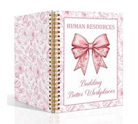 SRWNFOS Human Resources - Cuaderno de espiral con forro blanco, divertido cuaderno de 160 páginas de tapa dura con lazo rosa para recursos humanos, regalos de agradecimiento para mujeres, reclutadoras