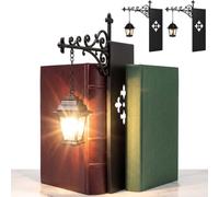 SRXY Library Lantern Mini Bookshelf Lamp,Library Lantern-Decorative Bookshelf Lighting, Reading Book Shelf Lamp Lights Between Books For Bookworms Or Study Reading Corner Home Library (2PCS)