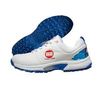 SS Camo 9000 Cricket Shoes | White & Blue | Size: EU 42, UK 8, US 9 | Material: Rubber, Faux Leather & PU | For Boys and Men | Lightweight | Durable Build and Comfortable | Slip Resistant