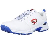 SS Camo 9000 Cricket Shoes | White & Blue | Size: EU 45, UK 11, US 12 | Material: Rubber & PU | For Boys and Men | Lightweight | Durable Build and Comfortable | Slip Resistant | Premium Quality