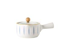 SS&LL Cerámica Olla De Leche,Sano Antiadherente Calentador De Mantequilla Cazuela Cacerola con Tapa De Vidrio,para Brindis Gachas Fideos Utensilios De Cocina para Niños-Blanco 24.4x8.9cm(10x4inch)