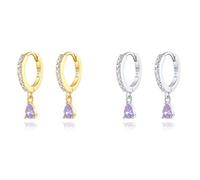 SS1 2PCS 925 STERLING SILLE SPABINO Rainbow Zircon Parring Hoops Parring for Lovers 'Woman Girl Pendientes Brincos Joyas finas TL0420