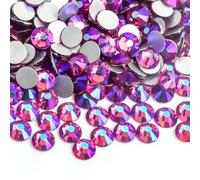 SS3-SS30 Fuchsia AB стразы Cristal Sin Fijación en Caliente Diamantes de Imitación de Vidrio con Parte Posterior Plana Strass con Brillo para Navidad F0020-Fuchsia AB-Mix SS3-SS16 1000 piezas