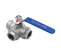 SS304 316L Stainless Steel BSPT Three Way Ball Valve T L Type 1/4" 3/8" 1/2" 3/4" 1" 1-1/2" 2" Female Internal Thread(2",L TYPE_SS316L)