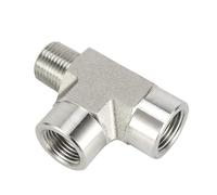 SS316 Female to Male Street TEE NPT BSPT 1/8" 1/4" 3/8" 1/2" 4 Way Connector 3000psig 20MPa Pipe Fitting Stainless Steel(Pipe Thread - NPT,3/8")