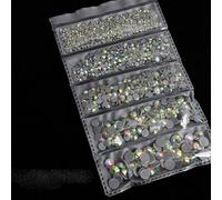 SS6-SS30 de cristal de diamantes de imitación de fijación en caliente de tamaño mixto de 1200 piezas para ropa DIY-CrystalAB luz dorada