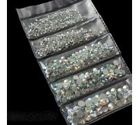 SS6-SS30 de cristal de diamantes de imitación de fijación en caliente de tamaño mixto de 1200 piezas para ropa DIY-CrystalAB luz azul
