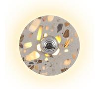 SSBHDM Aplique de pared redondo de terrazo de 9,8 pulgadas, lámpara de pared de piedra natural estilo nórdico, aplique de pared LED de luz cálida con cableado fijo, luminaria de pared para sala de est
