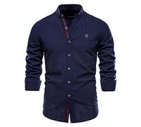 SSBZYES Camisas para Hombres Camisas Delgadas De Manga Larga Camisas De Lino De Algodón para Hombres Camisas De Manga Larga De Color Sólido Simple De Moda Camisas para Hombres