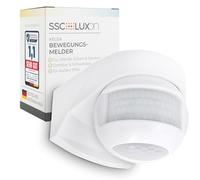 SSC-LUXon Detector de movimiento exterior KELEA IP54 para pared, techo y esquinas, sensor PIR ajustable orientable con sensor crepuscular