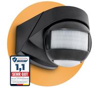 SSC-LUXon KELEA - Detector de movimiento con sensor crepuscular para exteriores, IP54 para pared, techo y esquinas, sensor PIR giratorio ajustable en color negro