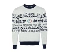 SSC NAPOLI 23/24 Maglione Natale Suéter, Blanco/Azul Marino, S Unisex Adulto