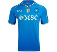 SSC NAPOLI Camiseta de competición, EA7, Escudo Tricolor, Tejido técnico Dry Touch, 2023/2024