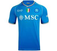 SSC NAPOLI Camiseta de competición, EA7, Escudo Tricolor, Tejido técnico Dry Touch, 2023/2024