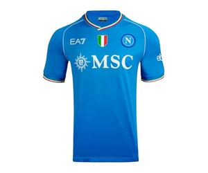 SSC NAPOLI Camiseta de competición, EA7, Escudo Tricolor, Tejido técnico Dry Touch, 2023/2024