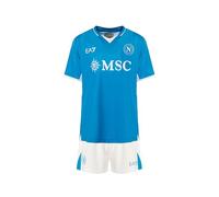 SSC NAPOLI Conjunto de competición Junior Home, EA7 Producto Oficial, Camiseta y pantalón Corto, réplica de fútbol para niños 2024/2025-8 años