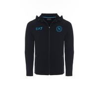 SSC NAPOLI Felpa Rappresentanza BLU, Ea7, Prodotto Ufficiale, Logo Sscn, con Cappuccio, Chiusura Zip, Tasche Laterali, L Sudadera con Capucha, Turquesa, Unisex Adulto