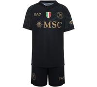 SSC NAPOLI Juego de Carreras Infantil EA7, Producto Oficial, Escudo Tricolor, Tatuaje maorí, Negro, Uniforme para niños 2023/2024, 6 Meses