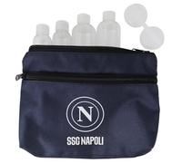 SSC NAPOLI Kit de viaje de cosméticos, 2 botellas de 100 ml, 2 botellas de 50 ml, 2 recipientes de 10 ml, 1 paleta de PETG, bolsa de tela azul oscuro, logotipo Napoli