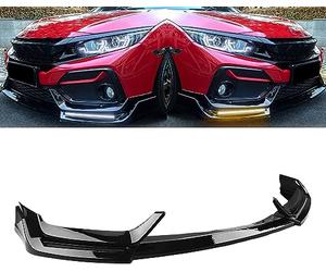 SSCOR Coche Alerón Delantero para H-Onda Civic Si Hatchback 2017-2021,Delantero Parachoque Spoiler Lip Splitter Difusor,Canard Splitter Difusor Protector,Cuerpo ProteccióN Accesorios
