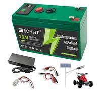 SSCYHT Batería Ciclo Profundo 12V Batería de Litio LiFePO4 | Baterías solares Baterías repuesto para emergencia, energía respaldo con puerto USB, terminal positivo y terminal negativo