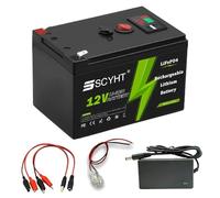 SSCYHT Batería LiFePO4 12V 20Ah 16Ah Batería de Litio 18Ah Baterías Recargables 12V Baterías Iones Litio para energía Solar para Motor 100W a 250W con Cargador y Puerto USB,12v20ah