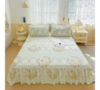 SSDDLZEQ Sedoso Faldón de Cama Todo Incluido con Ribete de Volantes y adorables Motivos de Animales Faldón de Cama de Microfibra ultrasuave(Green,150x200cm)