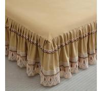 SSDDLZEQ Sedoso Fitted Valance Sheets Single Double King Size Bedsheet with Skirt Ethnic Style Soft Microfibre Frilled Bedsheets Easy Care(Camel Color,180x220cm)