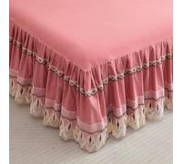 SSDDLZEQ Sedoso Fitted Valance Sheets Single Double King Size Bedsheet with Skirt Ethnic Style Soft Microfibre Frilled Bedsheets Easy Care(Pink,180x220cm)