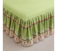SSDDLZEQ Sedoso Fitted Valance Sheets Single Double King Size Bedsheet with Skirt Ethnic Style Soft Microfibre Frilled Bedsheets Easy Care(Fruit Green,180x200cm)