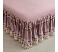 SSDDLZEQ Sedoso Fitted Valance Sheets Single Double King Size Bedsheet with Skirt Ethnic Style Soft Microfibre Frilled Bedsheets Easy Care(Purple,150x200cm)