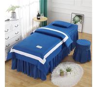 SSDDLZEQ Sedoso Funda de Cama de Masaje Minimalista con Falda de Cama de Belleza de Microfibra con Apertura Facial(BLU,190x80cm)