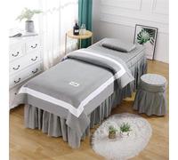 SSDDLZEQ Sedoso Funda de Cama de Masaje Minimalista con Falda de Cama de Belleza de Microfibra con Apertura Facial(Gray,180x70cm)