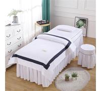 SSDDLZEQ Sedoso Funda de Cama de Masaje Minimalista con Falda de Cama de Belleza de Microfibra con Apertura Facial(Bianco,190x70cm)