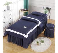 SSDDLZEQ Sedoso Funda de Cama de Masaje Minimalista con Falda de Cama de Belleza de Microfibra con Apertura Facial(Dark Blue,190x70cm)