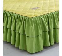 SSDDLZEQ Sedoso Sábanas Ajustables con Cenefa, Base de Cama con Volantes, sábana con Falda, se Ajusta sobre el colchón y llega hasta el Suelo(Yellow Green,180x220cm)