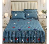 SSDDLZEQ Sedoso Sábanas Ajustables con Cenefa, Sábana con Estampado Individual, Doble, tamaño King, con Falda, sábanas de Microfibra Suave con Volantes, fácil Cuidado(Star,200x220cm)