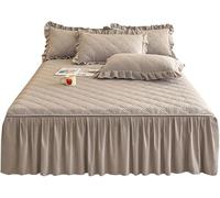 SSDDLZEQ Sedoso Sábanas con Cenefa, Base de Cama con Volantes, sábana con Falda, Ropa de Cama Suave, Ligera, de fácil Cuidado(Light Grey,150x200cm)