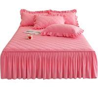 SSDDLZEQ Sedoso Sábanas con Cenefa, Base de Cama con Volantes, sábana con Falda, Ropa de Cama Suave, Ligera, de fácil Cuidado(Light Pink,180x220cm)