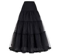 SSDH Vestido largo de Volantes Crinolina, estilo vintage, para novia, para vestido de novia, para vestido de novia, falda Rockabilly Tutu, Negro , XL